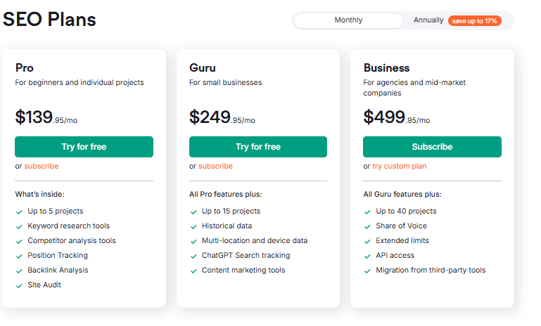 semrush pricing