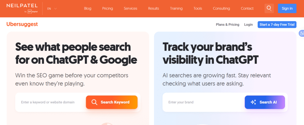 ubersuggest-best seo tools for small business